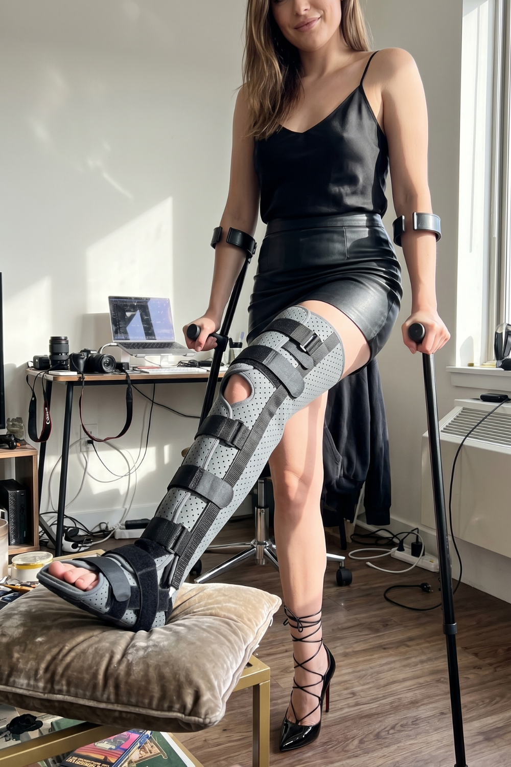 The LLC Brace, Full Leg Immobilizer for Cast Fetish